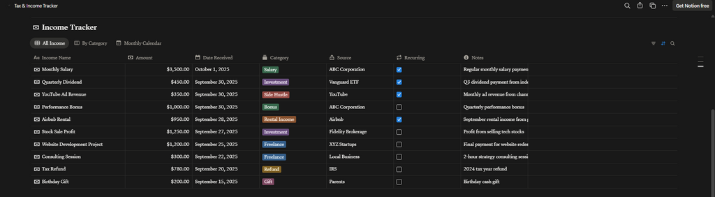 Tax & Income Tracker